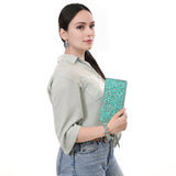 ADBG1537 Tooled Leather Wallet - Hand-Carved Western Floral Long Clutch