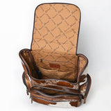 ADBG1157 Hand Tooled Western Leather Backpack - Artisan Floral Cowhide Bag by American Darling