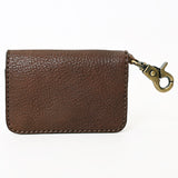 ADBGA407 Tooled Leather Keychain Wallet Western Sunflower Design in Brown