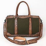 ADBG1765 Hand-Tooled Western Leather Duffel Bag Floral Cowhide Travel Satchel by American Darling