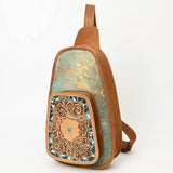 ADBG1146 Cowhide Leather Western Sling Bag with Hand-Tooled Pocket - Eleanor Edition by American Darling
