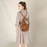 ADBGA507 American Darling Western Cowhide & Tooled Leather Backpack Genuine Leather