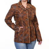 LC-ADJKTLTR01 Genuine Vintage Leather Women Shirt Jacket Dress