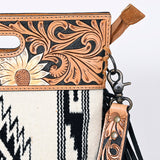 ADBGS146 Aztec Wool & Tooled Leather Shoulder Bag - Western Fringe Crossbody
