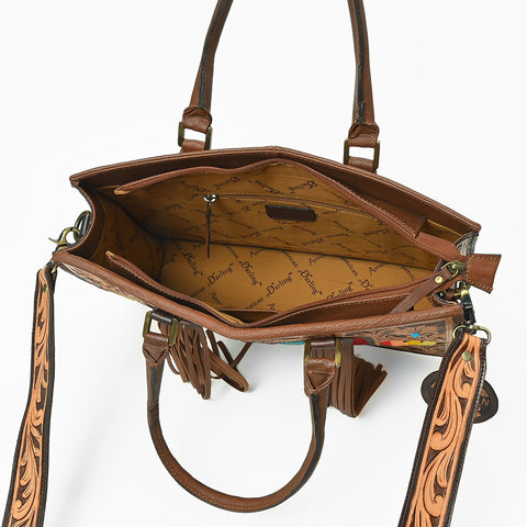 ADBGA1018 Tote Saddle Blanket Hand Tooled Genuine Leather Women Bag