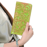 ADBG1537 Tooled Leather Wallet - Hand-Carved Western Floral Long Clutch