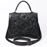 ADBG1517 Western Top Handle Hand-Tooled Leather Floral Messenger Bag