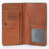ADBG1687 Suede Leather Wallet with White Whipstitch Embroidery - Western Style