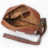 ADBG1323 Patchwork Hair-On Leather Crossbody Bag with Tooled Accents