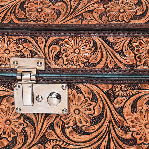 ADBGA523 American Darling Western Leather Hand Tooled Floral Carved Jewelry Case
