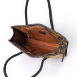 ADBGM484 Suede Western Tote - White Stitch Detail with Braided Trim & Black Leather Handles