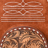 ADBG1574 Suede Western Backpack - Tooled Leather Floral Pocket