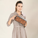ADBGA453A American Darling Tooled Leather Cowhide Jewelry Accessory Case Western Organizer Box
