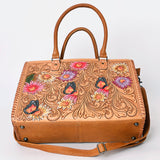 ADBG235 Hand Tooled Floral Leather Tote Bag with Adjustable Shoulder Strap