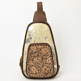 ADBG1146 Cowhide Leather Western Sling Bag with Hand-Tooled Pocket - Eleanor Edition by American Darling