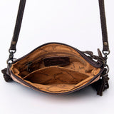 LC-ADBG109 Tooled Leather & Embossed Suede Crossbody Bag with Fringe-American Darling