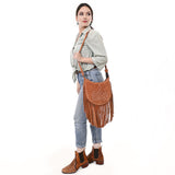 ADBG1625 Suede Fringe Crossbody Bag - Western Embroidered Leather Shoulder Purse