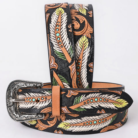 ADBLF367 Beautifully Hand Tooled Genuine American Leather Belt Men and Women