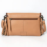 ADBGM720 Western Applique Fringe Clutch - Multicolor Desert Scene Crossbody Bag with Teepee & Cowboy Design