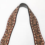 ADBG1720 Suede Hobo Bag with Hand Tooled Leather Strap & White Stitch Detailing