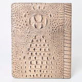 LC-ADBG1040 Crocodile Embossed Leather Portfolio with Hand Tooled Floral Accents-Eleanor Western Edition