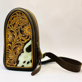 ADBGA592 Hand-Tooled Cowhide Sling Bag-Western Genuine Leather Crossbody for Women