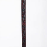ADHTBR115 Deep Tooled Dark Brown Leather Western Hatband with Silver Buckle & Floral Detail