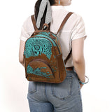 ADBG1564A Turquoise Croc Embossed & Hair-On-Hide Leather Backpack - Western Rodeo Style