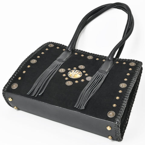 ADBGA878 American Darling Braided Suede Leather Tote Bag with Western Fringes