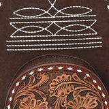 ADBG1574 Suede Western Backpack - Tooled Leather Floral Pocket
