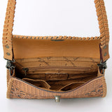 ADBG1057 Tooled Leather Western Wallet Crossbody Bag-Floral Braided Strap by American Darling