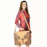 ADBG1436 Suede Leather Messenger Bag - Handtooled Floral Western Satchel