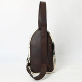 ADBGA590 Genuine Leather Sling Bag-Western Hand-Tooled Floral Crossbody Backpack for Women