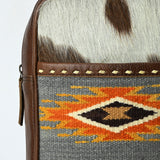 ADBG1554 Southwestern Cowhide & Leather Sling Bag with Woven Aztec Panel