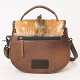 ADBG1221 Hair-On Cowhide Leather Crossbody Bag - Western Round Flap Purse
