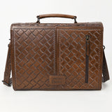 ADBG1437 Handtooled Leather Messenger Bag - Floral Carved Western Satchel