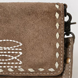 ADBG1712 Genuine Leather Wallet Bag with White Western Stitching & Adjustable Strap