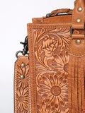 LC-ADBG230 Hand Tooled Leather Tote Bag with Southwestern Saddle Blanket Accent & Floral Detailing