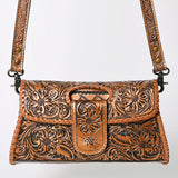 ADBG1134 Hand-Tooled Western Leather Crossbody Wallet-Genuine Cowhide Bag by American Darling