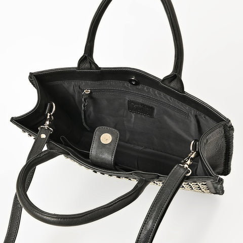 ADBGM792 American Darling Studded Leather Tote Bag with Hand-Braided Details
