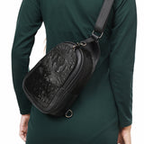 ADBG1538A Black Alligator-Embossed Leather Sling Bag - Western Crossbody Chest Pack