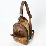 ADBG1538 Gator Embossed Hair-On Leather Sling Bag - Bold Western Crossbody