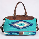 LC-ADBG460 Southwestern Wool & Leather Duffel Bag Handwoven Saddle Blanket Travel Tote