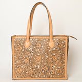 ADBGZ787 Large Hand-Tooled Leather Tote Bag - Full Floral Western Design