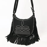 ADBG1625A Suede Fringe Crossbody Bag - Western Embroidered Leather Shoulder Purse