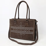 ADBG1553 Suede Western Tote with White Stitching & Shoulder Strap