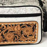 ADBG860D Western Wool & Cowhide Backpack with Tooled Leather Accent Pocket