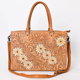 ADBG235 Hand Tooled Floral Leather Tote Bag with Adjustable Shoulder Strap