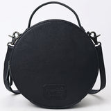 ADBG1563D Black Croc Embossed Round Leather Crossbody - Western Minimalist Purse