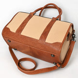 ADBG1697 Western Canvas Duffel Bag with Tooled Leather Accents